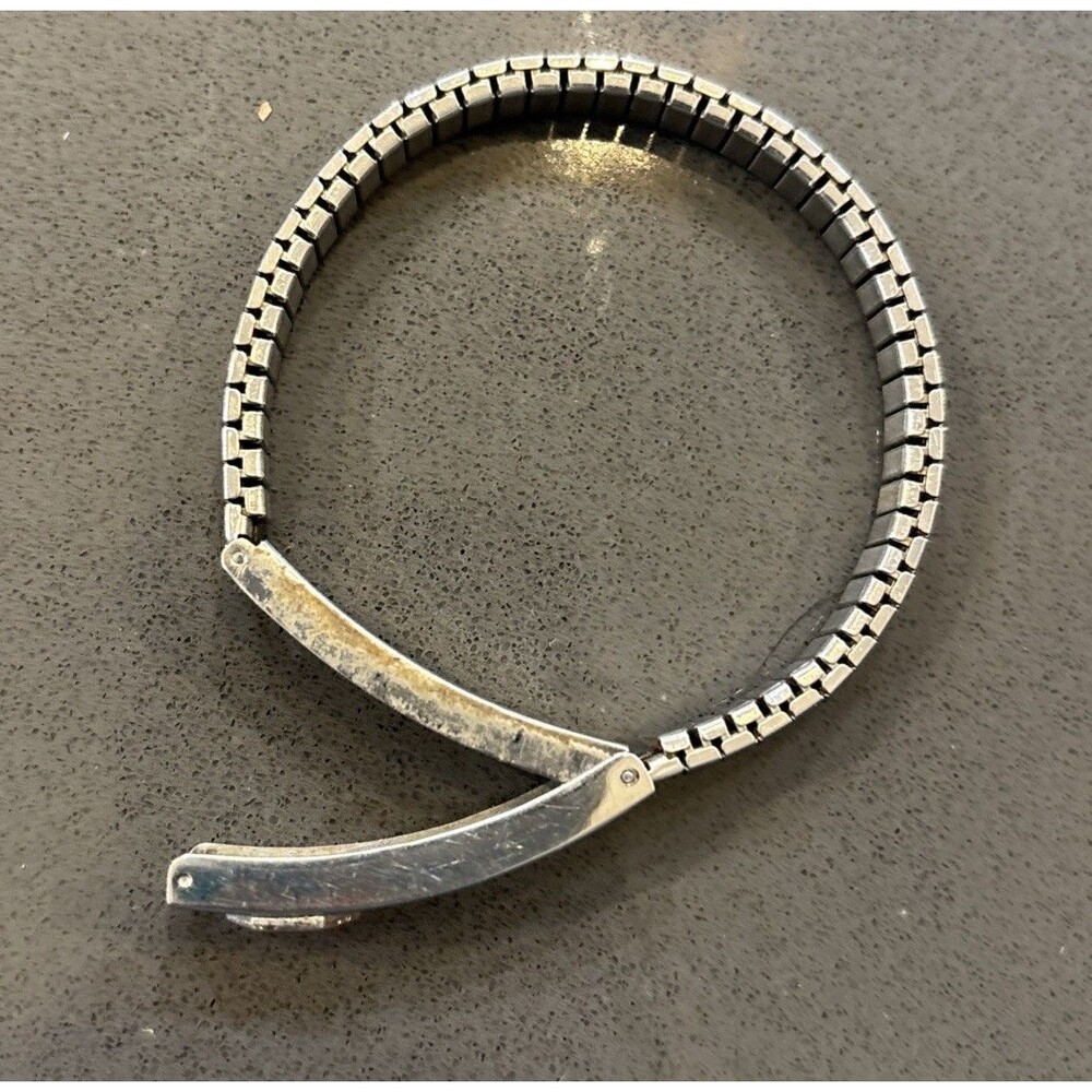 Vintage Diabetic Medical Alert ID Stretch Bracelet Stainless Steel
